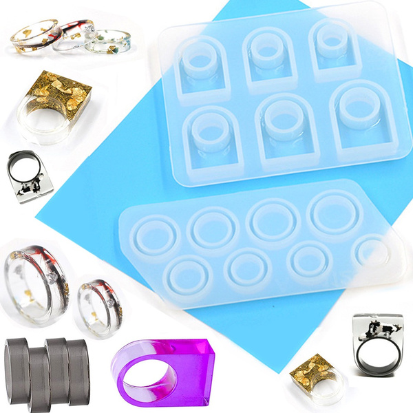 Resin Ring Mold, Jewelry Rings Resin Epoxy Large Casting Molds, Keychain,  Necklace & Earring Pendant Silicon or Clay Crayon Kids Pendants for Jewelry  Making, Cat Ear Key Ring DIY Earrings Maker Kit